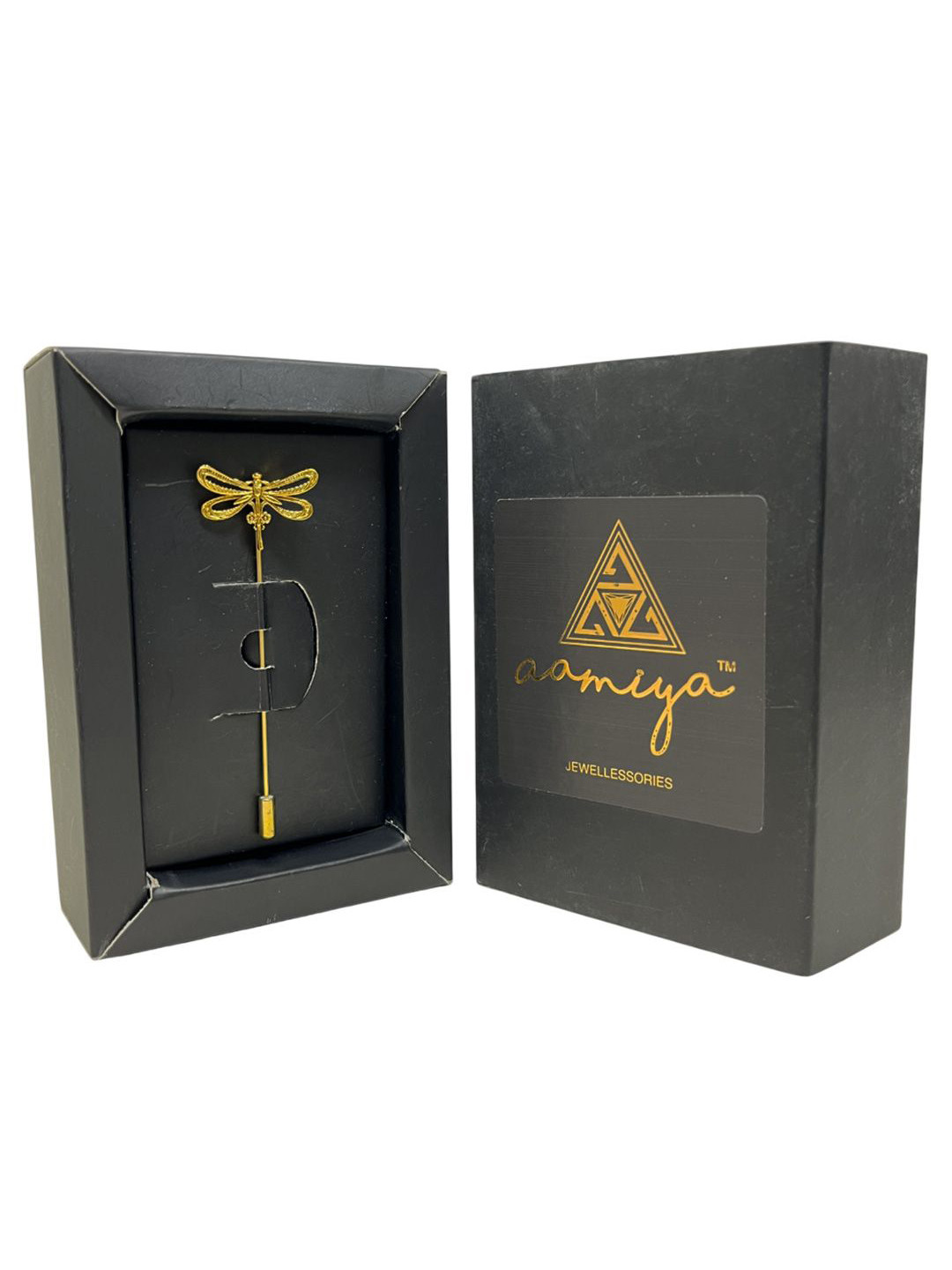 AAMIYA CREATIONS Gold Plated Dragonfly Design Lapel Pin Brooch