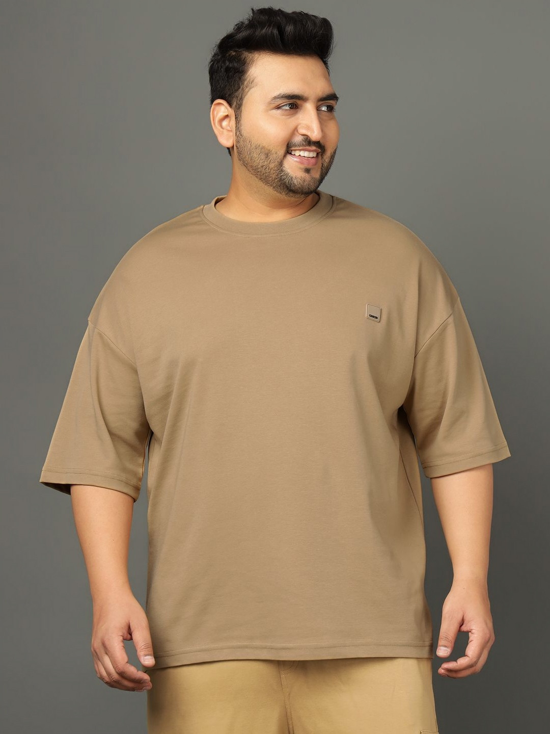 Club York Drop-Shoulder Sleeves Round Neck Plus Size Regular Fit T-shirt