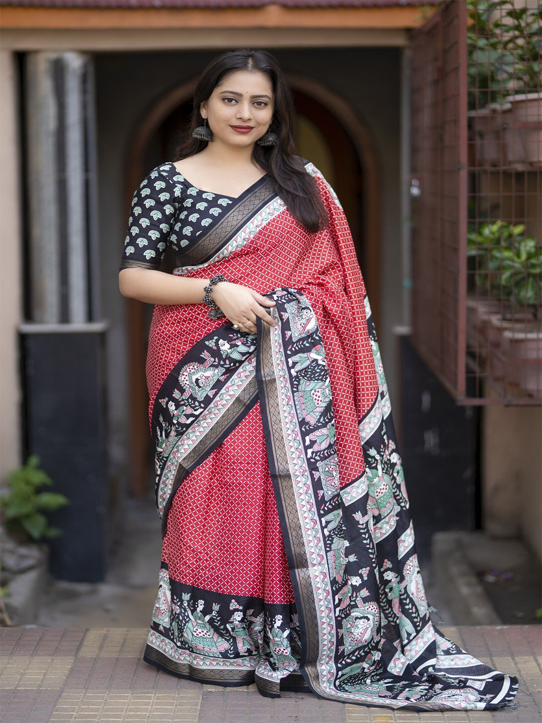 Pandadi Saree Checked Zari Pashmina Saree