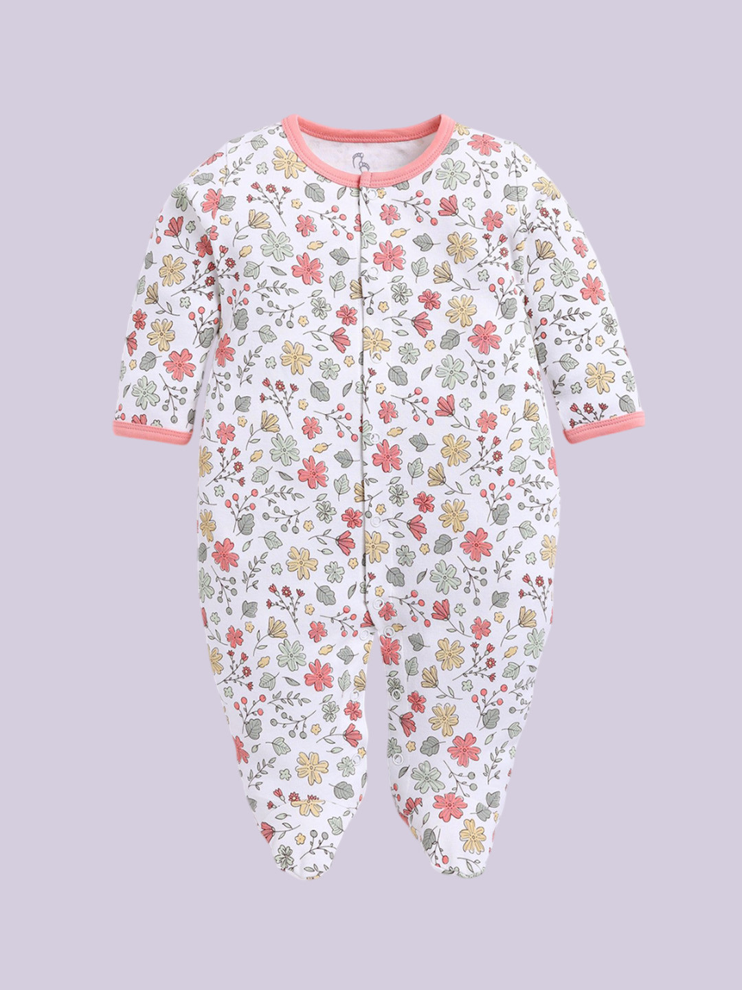 BABY GO Girl's Printed Cotton Sleepsuit