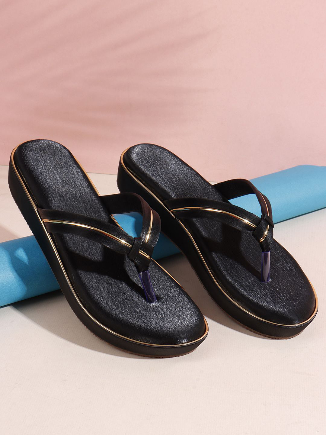 SUKUN Women Knot-Detail Slip-On Open Toe Flats