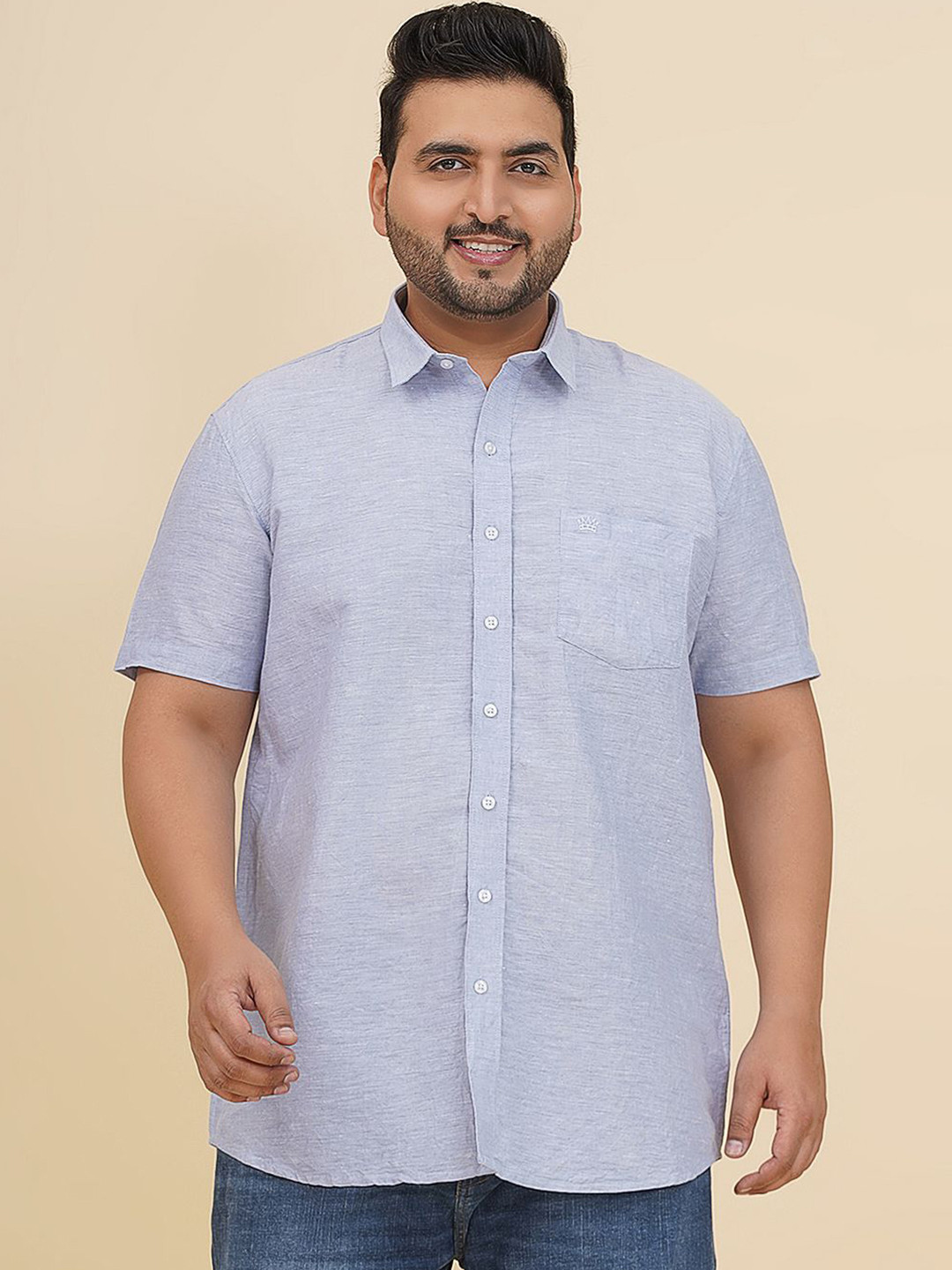 John Pride Spread Collar Plus Size Casual Shirt
