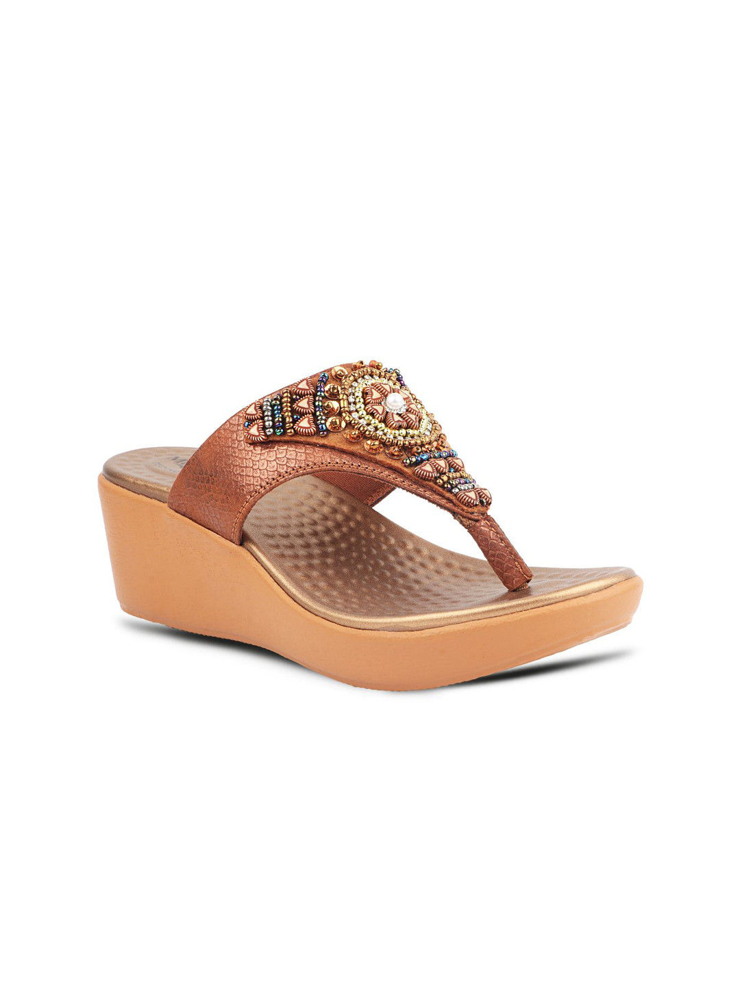 MEDIFEET Women Embellished Open Toe Wedge Heel Sandals with Cushion and Comfort