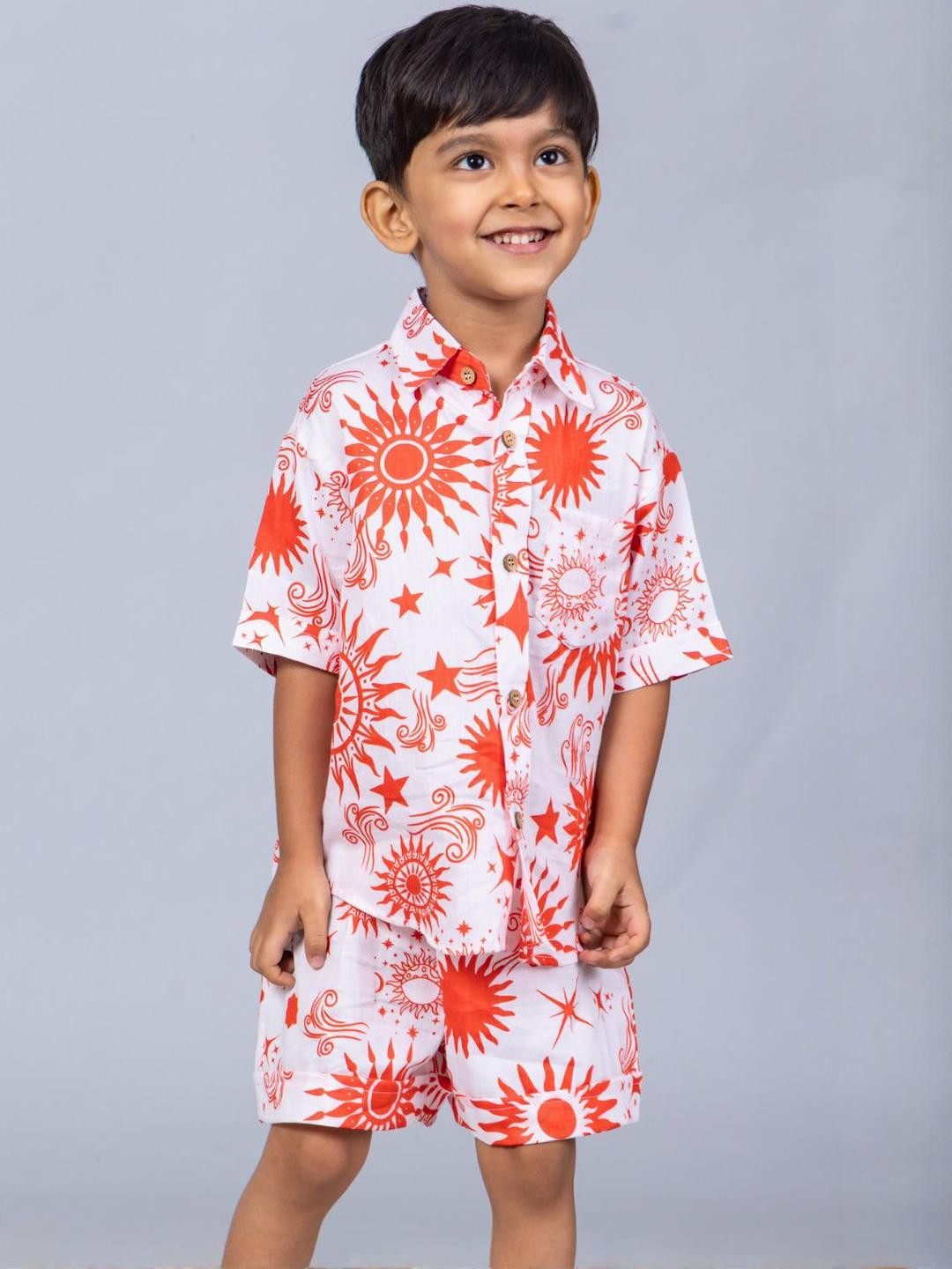 Boys Cotton Shirt & Shorts Set | Celestial Sun