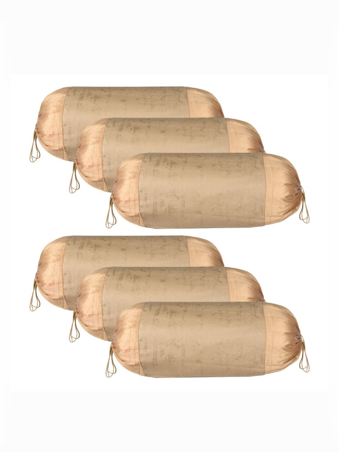 RUBOXA Beige & Gold-Toned 6 Pieces Swiss Skin-Friendly Bolster Covers
