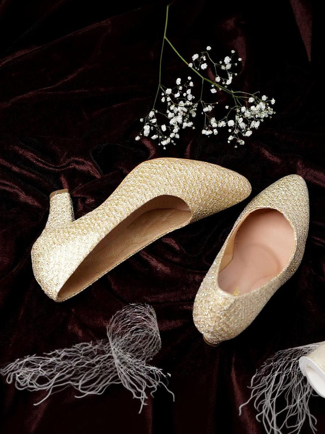 Kneetoes Women Shine Pop Gold Party Pumps