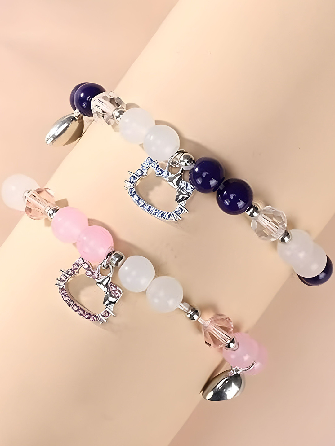 Ringzinnie Unisex Set of 2 Magnetic Beaded Couple Bracelet