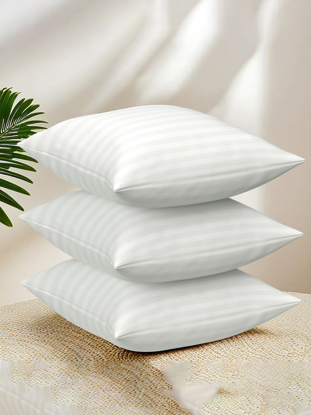 RUBOXA 3-Pcs White Square Pre-FilledMicrofiber Cushions