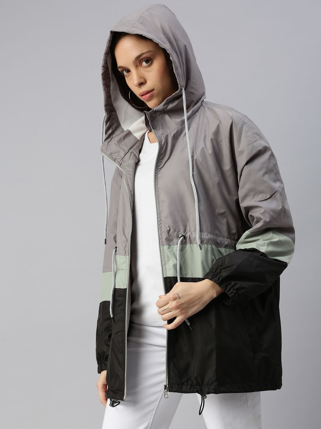 Kaali Peeli Colourblocked Windbreaker Jacket