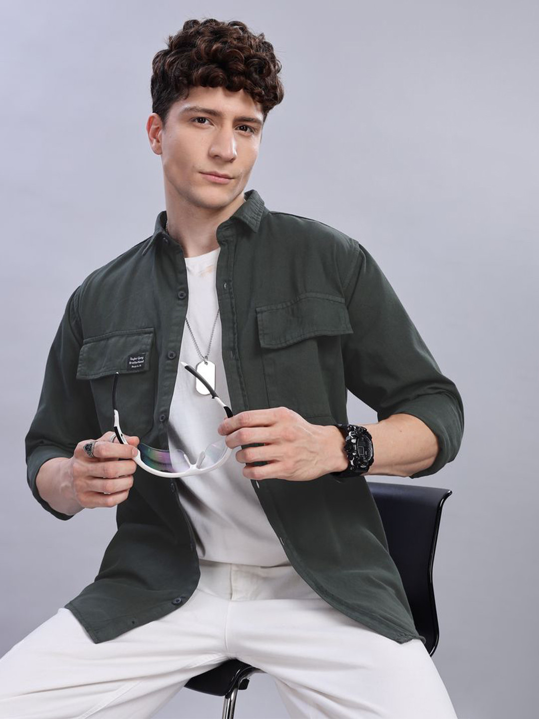 FOUL CHILD Cotton Denim Casual Shirt
