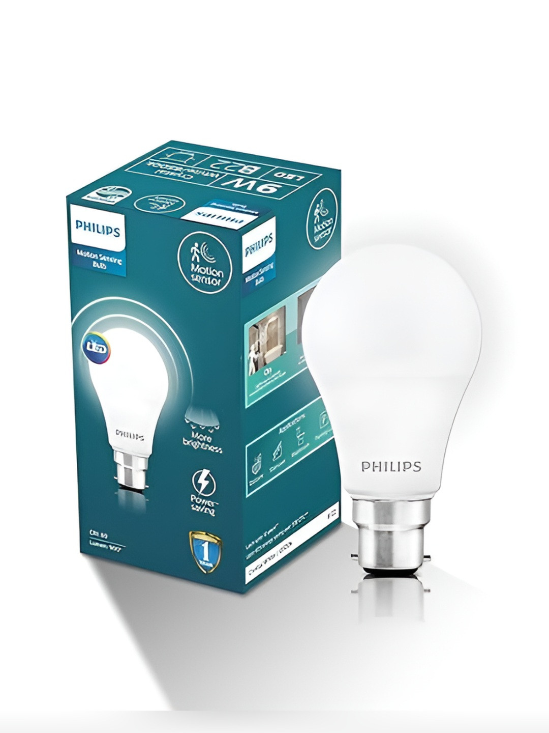 Philips Motion Sensor 9W 6500K Eye Comfort Technology Light Bulb - Crystal White