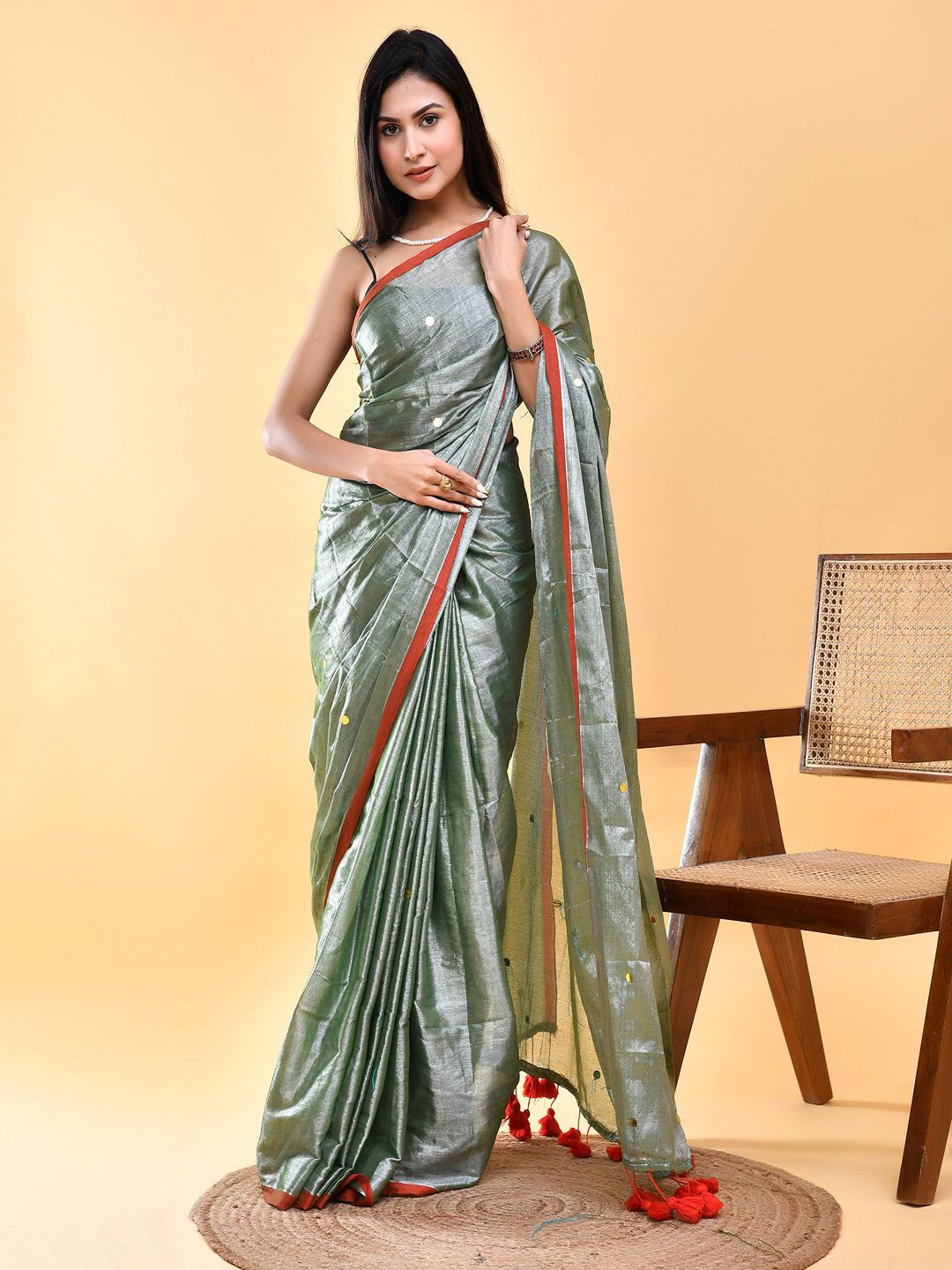 SainSisters Sequin Work Embellished Saree