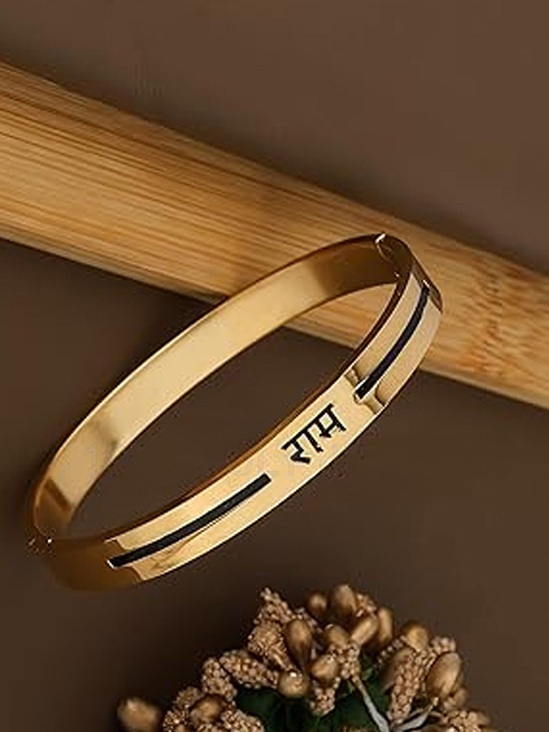 APUNKA D FASHION Stainless Steel Gold-Plated RAM Kada Bracelet