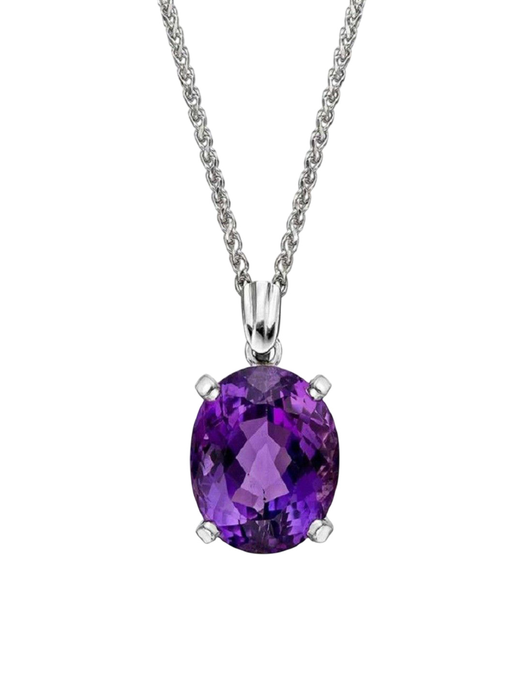 GenZcomplex Purple Brass Amethyst Silver-Plated Pendant