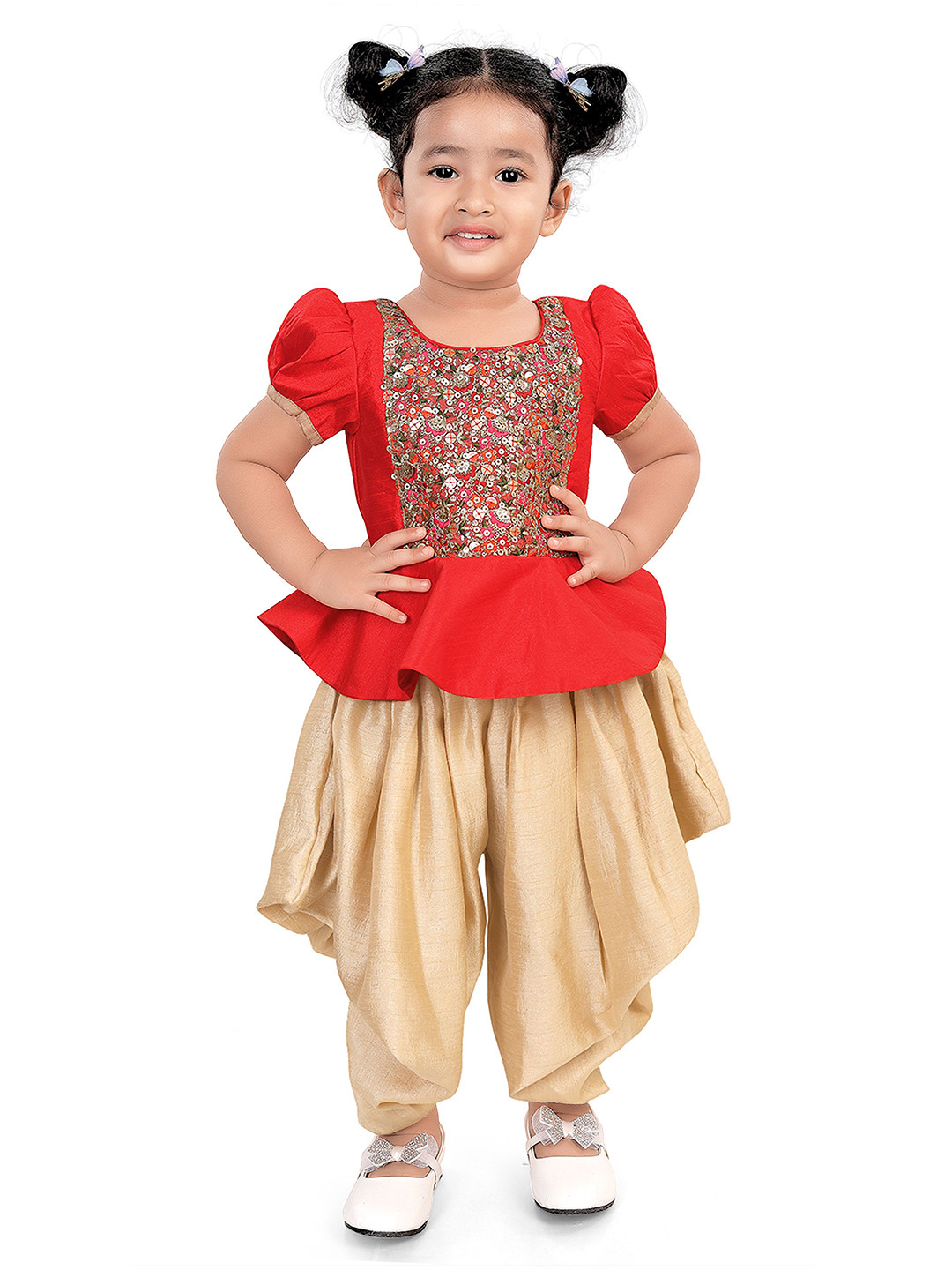 Pragya Exclusive Girls Embroidered Top with Dhoti Pants