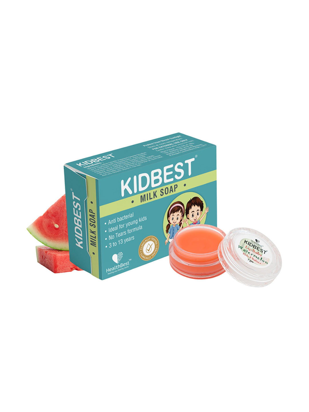 HealthBest Set Of 2 Kidbest Milk Soap - 75 g With Lip Balm -7 g