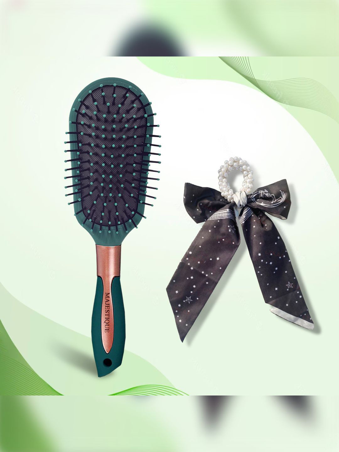 MAJESTIQUE Girls Embellished Ponytail Holders With Hair Brush
