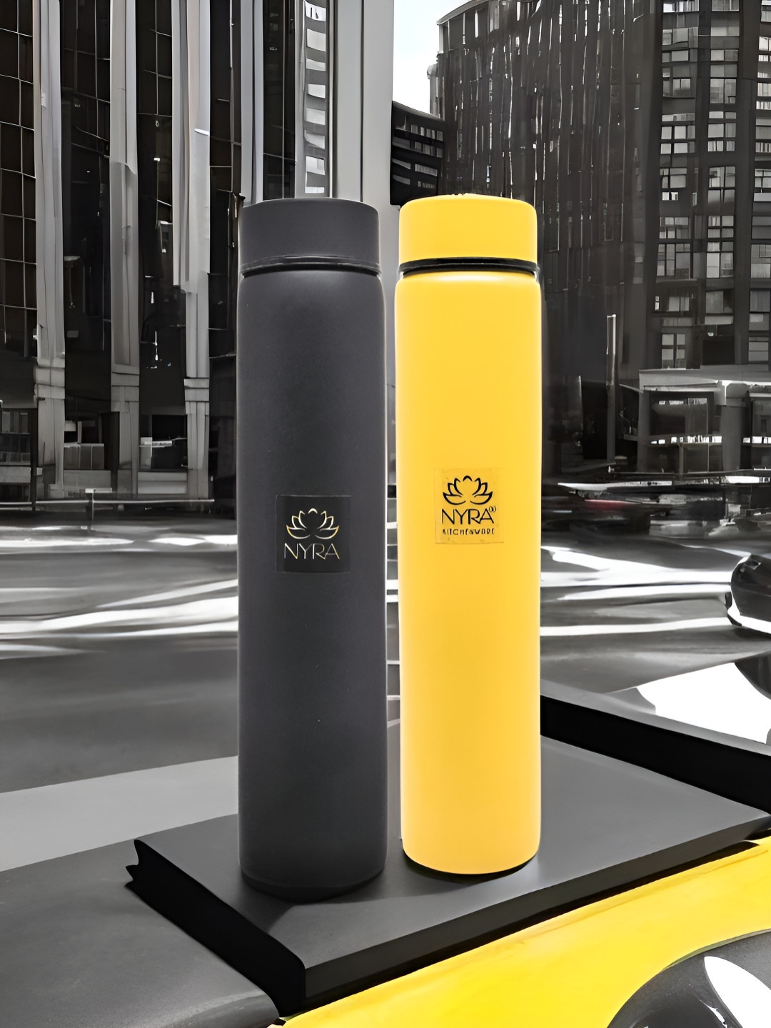 Nyra Kitchenware Stainless Steel Single Wall Pocket Water Bottle - Pack of 2pcs.