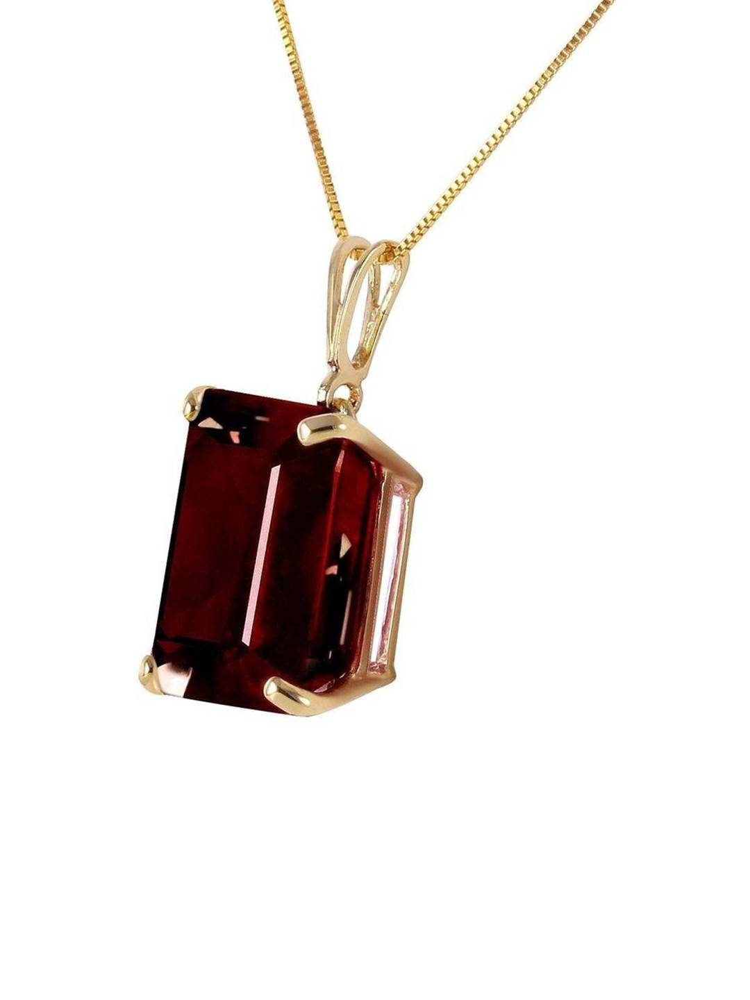 GenZcomplex Unisex Gold-Plated Square Hessonite Garnet Studded Pendants With Chain