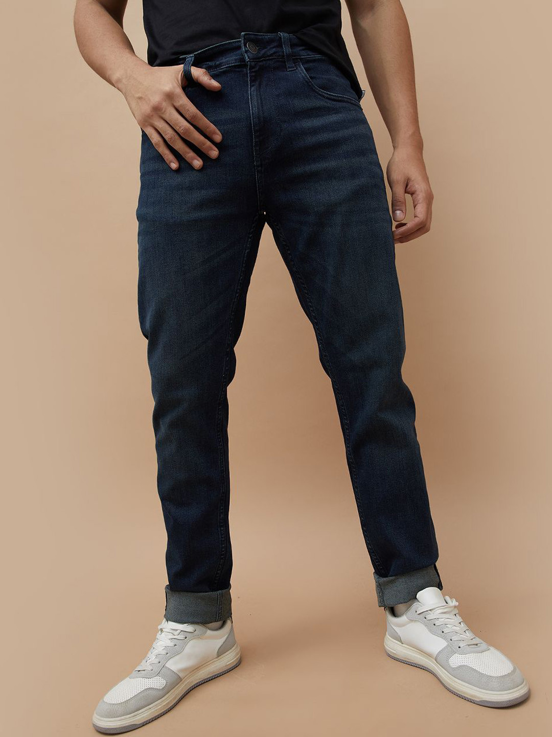 Fame Forever by Lifestyle Men Straight Fit Mid-Rise Low Distress Light Fade Jeans