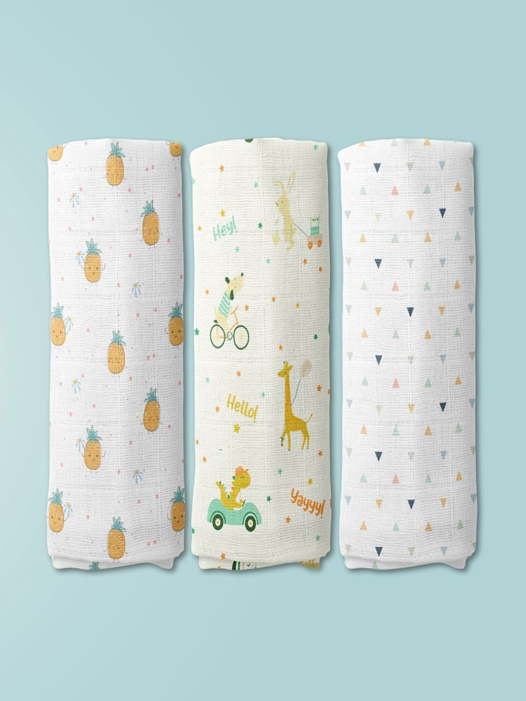 haus & kinder Set Of 3 Jungle Party Collection Swaddles