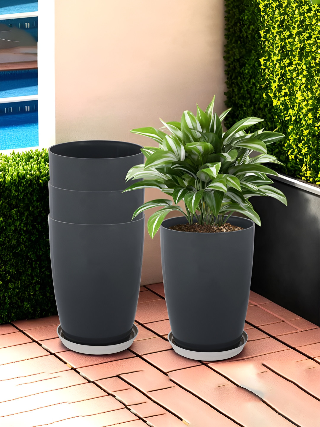 RUBOXA Plain Tower 4-Pcs Grey UV-ProtectedPlanters