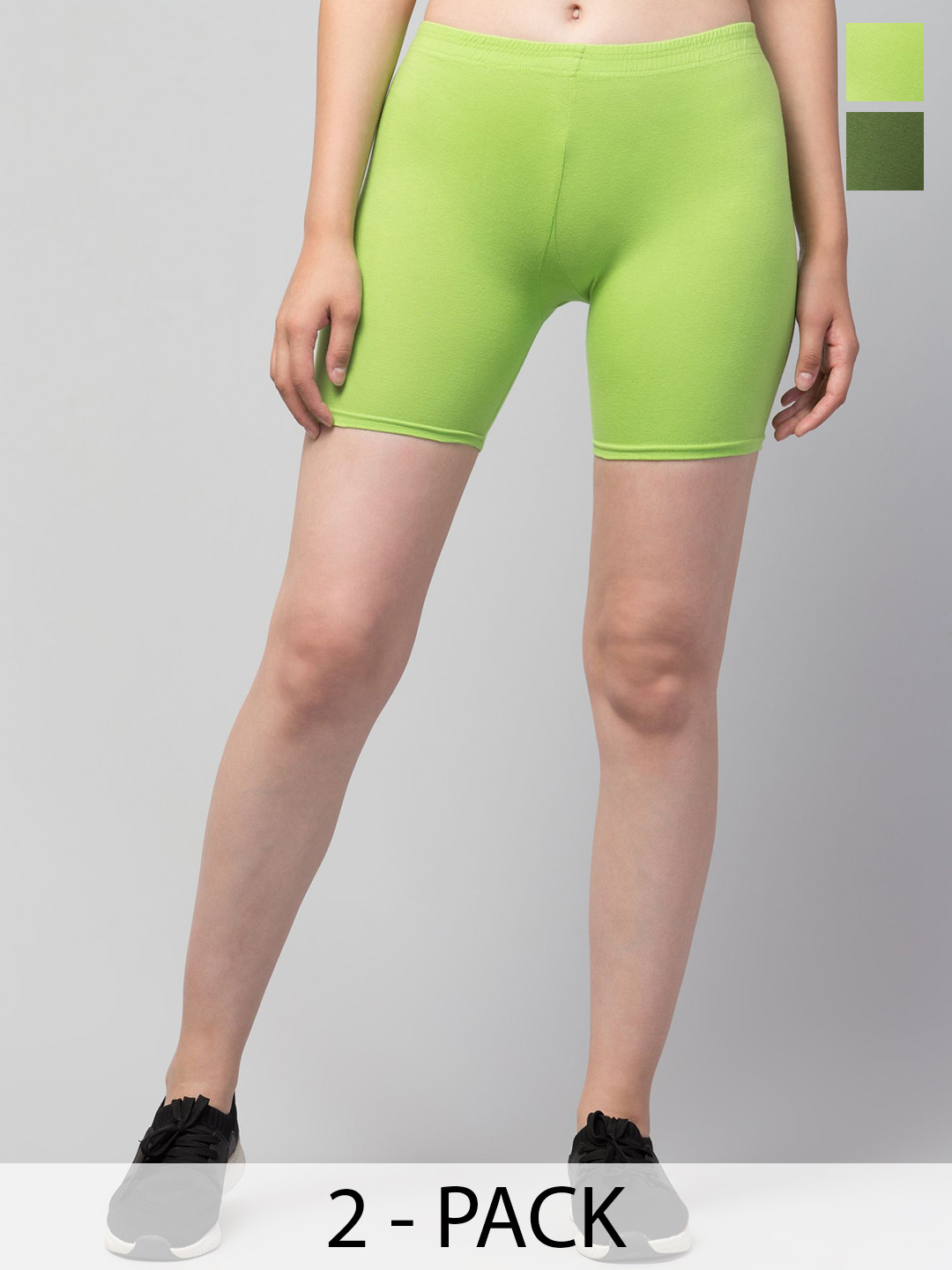Attire Zone Pack Of 2 Women Skinny Fit Mid-Rise Running Sports Shorts