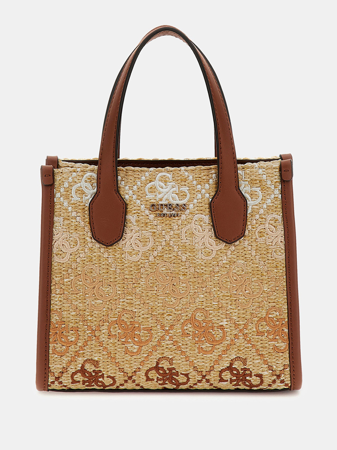 GUESS Women Textured Baguette Bow Detail Satchel Bag