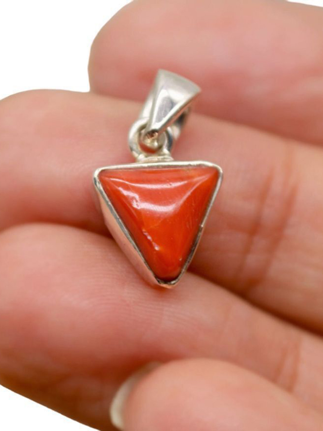 GenZcomplex Unisex Silver-Plated Coral Munga Studded Triangular Pendants