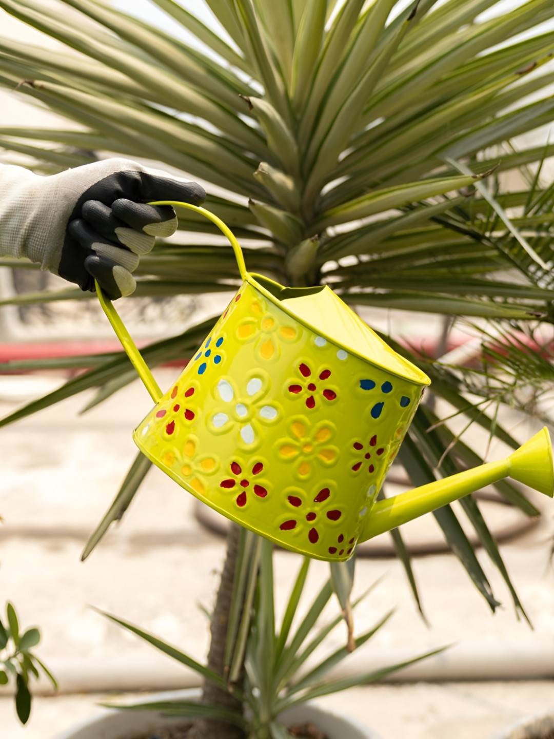 THREADVIBE LIVING Green & Red Floral Printed Traditional Watering Can