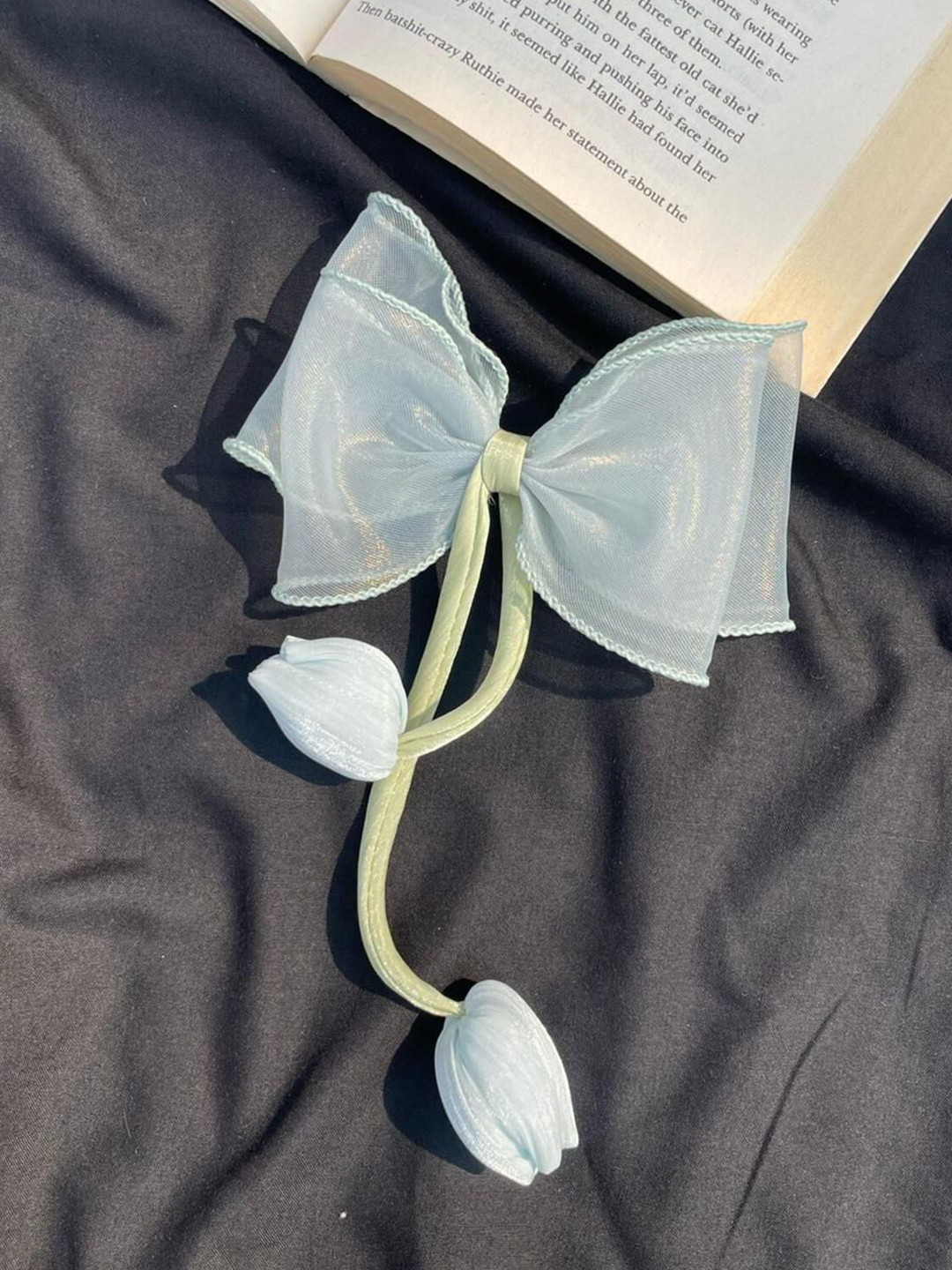 Radhya Accessories Women Green Blush Tulip Bloom Hair Bow Clip