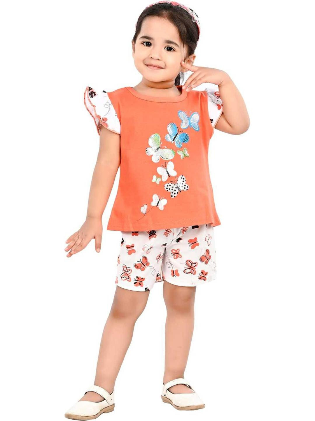 Smuktar garments Girls Orange Clothing Set