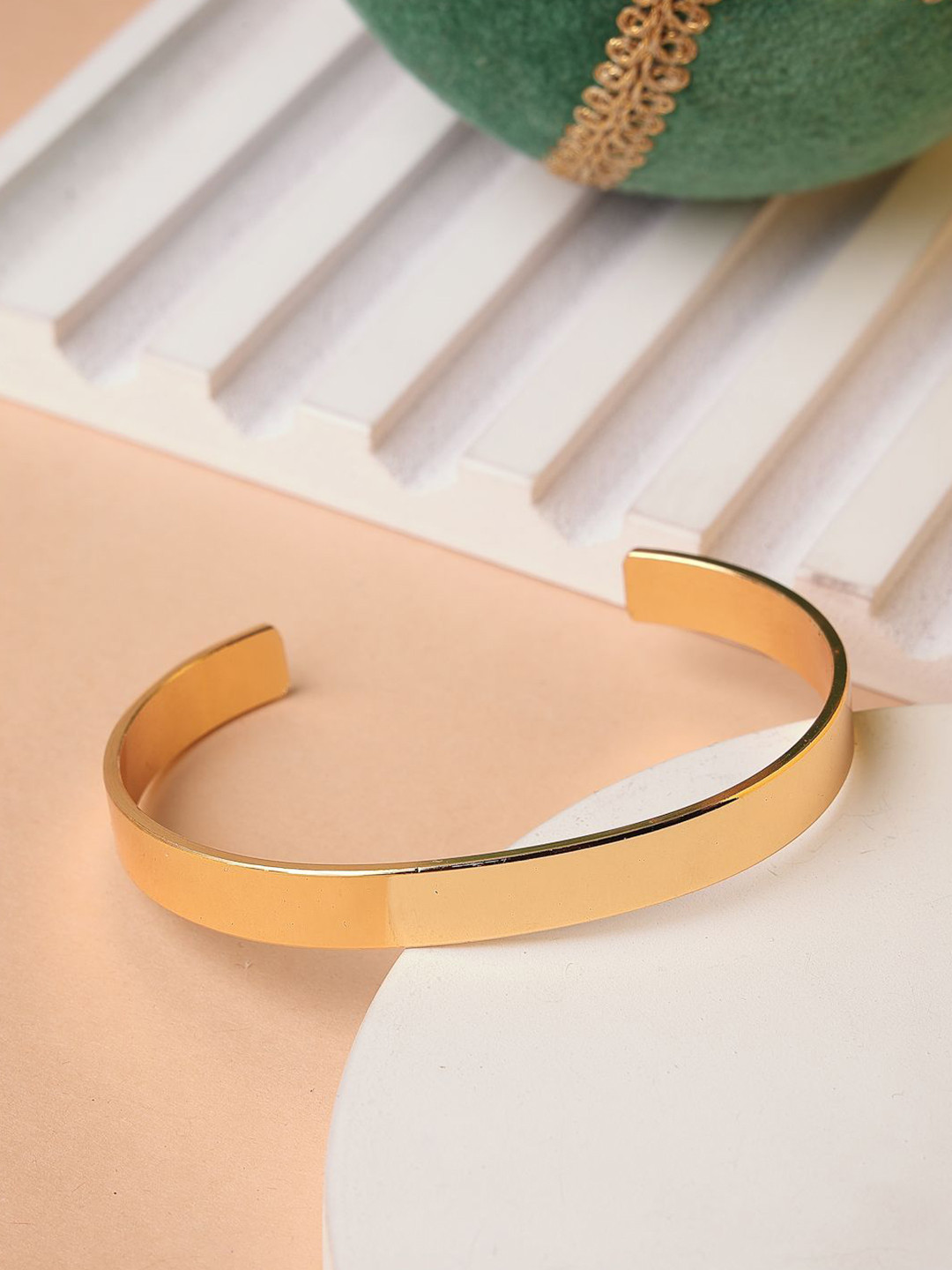 Roadster Men Gold Stainless Steel Cuff Bracelet