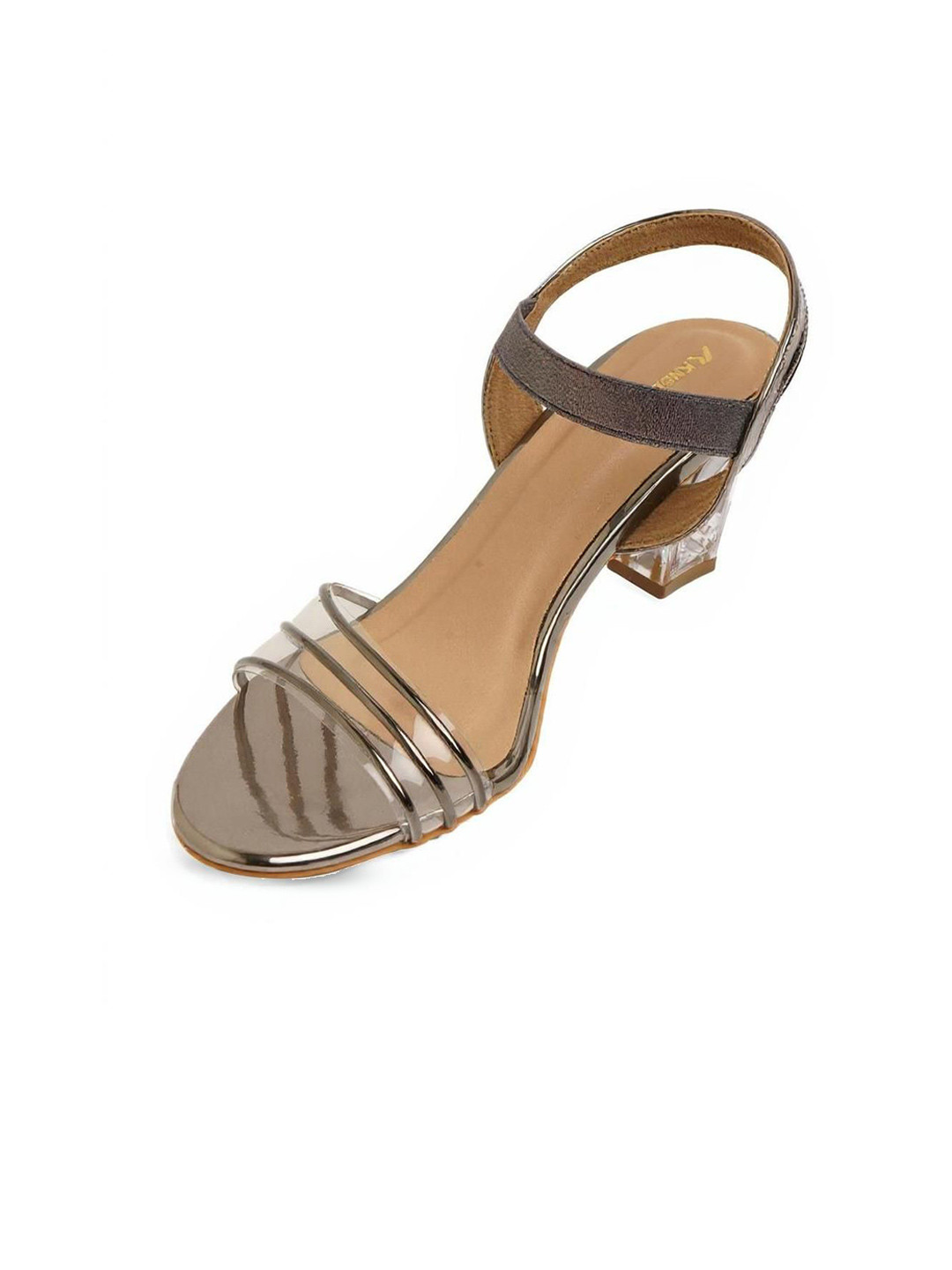 Kneetoes Women Silver Metallic Glass Shine Heels