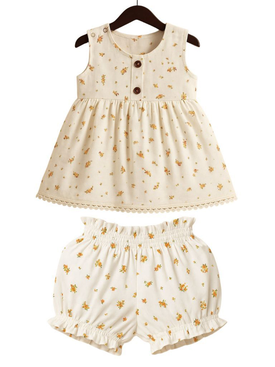 EARTHY TWEENS Girls White Blooming Flower Fit & Flare Dress With Bloomer