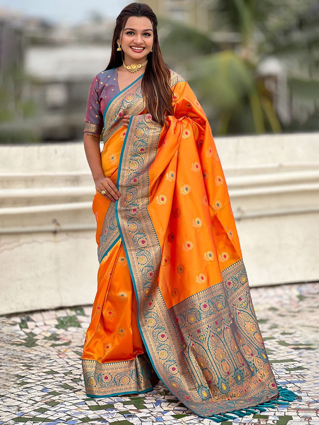 all about you Woven Design Kanjeevaram Saree