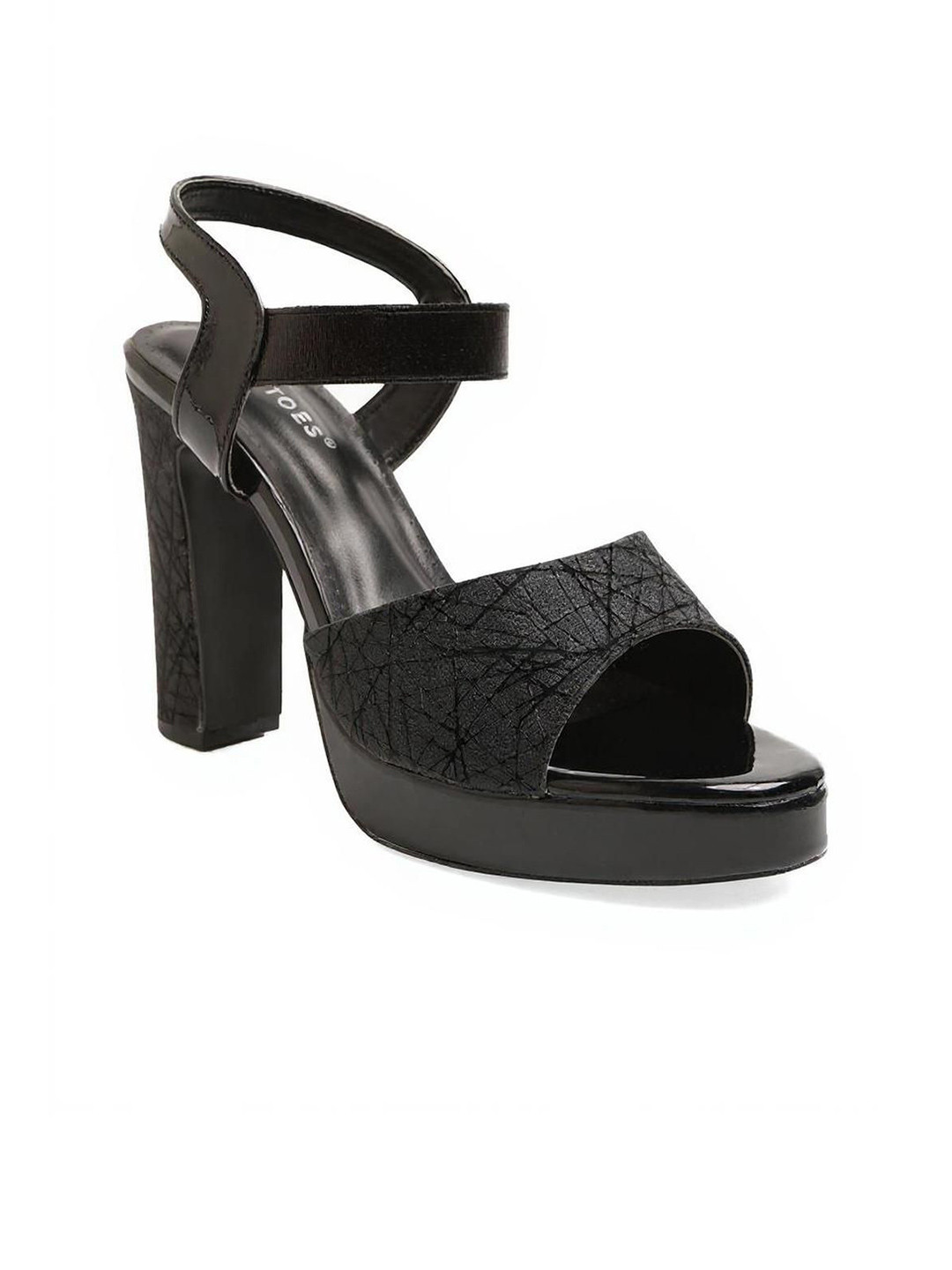 Kneetoes Women Soft Sparkle Black Block Heel Sandals