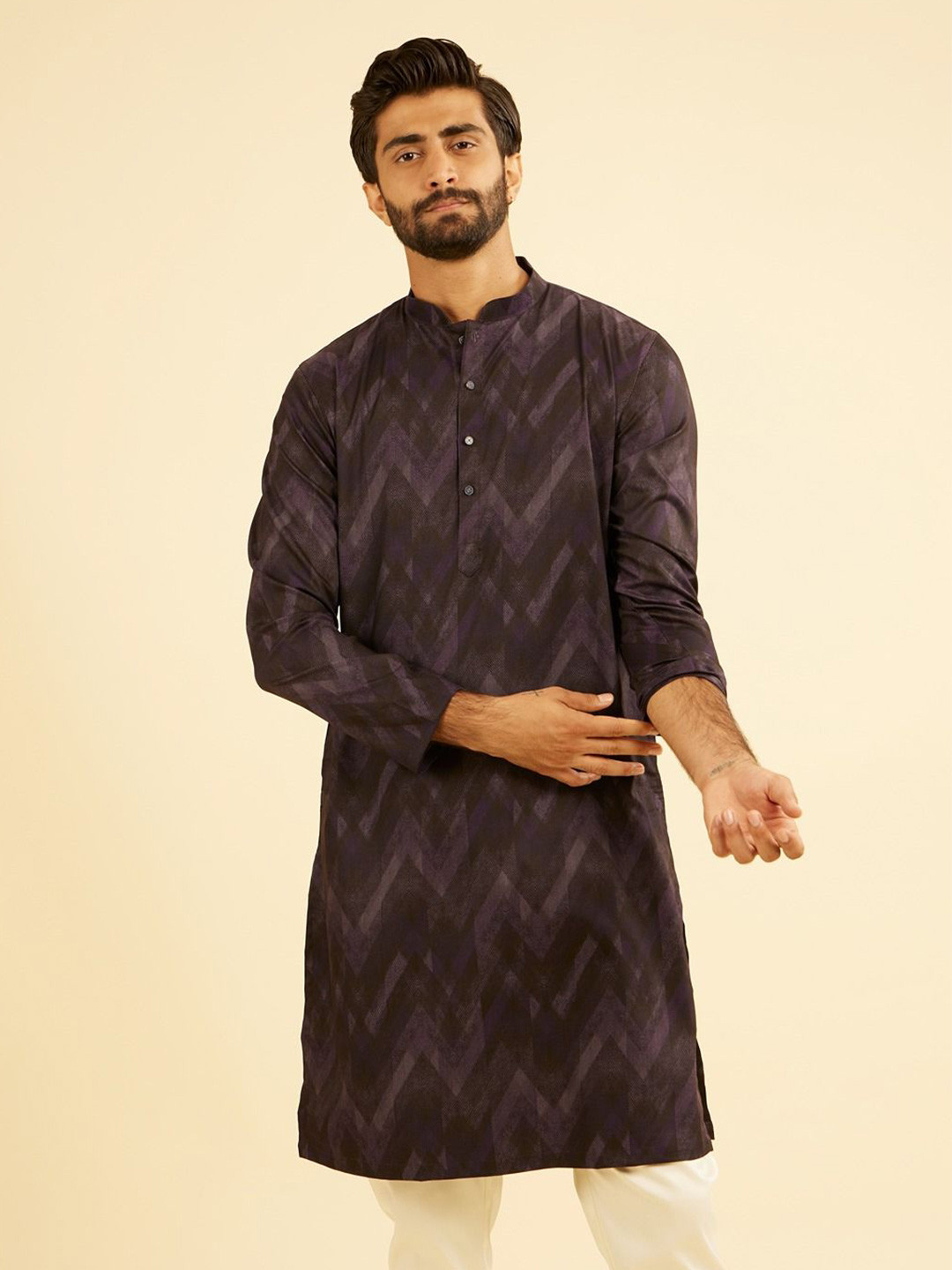 Manyavar Chevron Prints Long Kurta