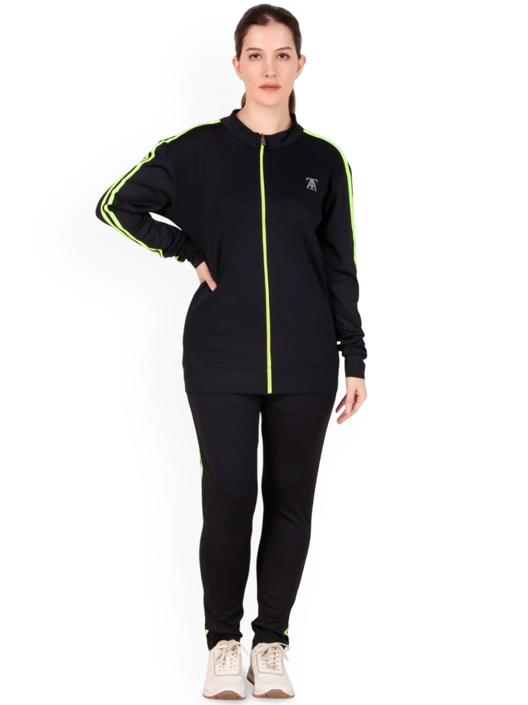 Toxic ADDICTION Women Striped Mock Collar Neck Stylish Tracksuit