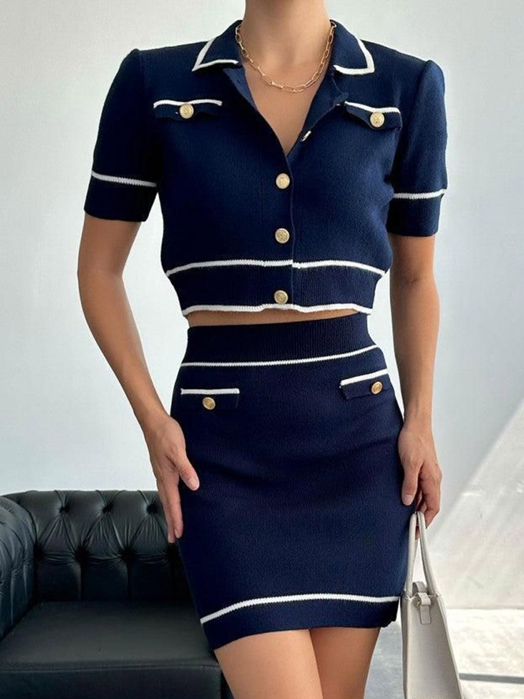 Fashion Gaiia Knitted Top & Skirt Co-Ord Set