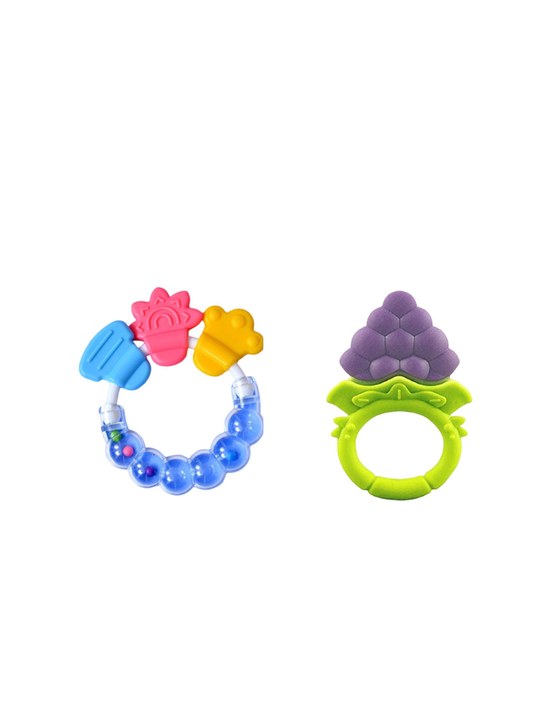 Kritiu Kids Set Of 2 Fruit Shape & Rattle Silicone Teether