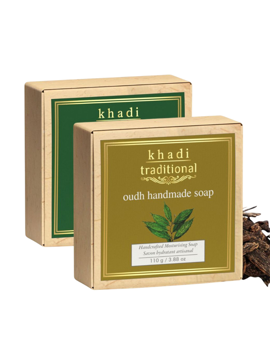Khadi Traditional Pack of 2 Unisex Soap Neem & Oudh Handmade Soaps - 110 g Each