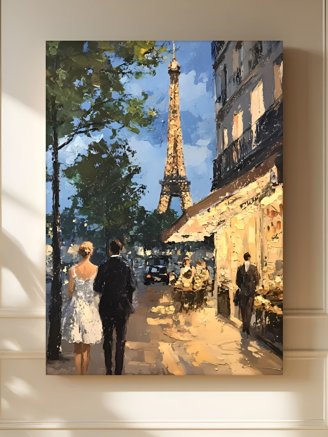 Myntra Elegant Homes Brown & Blue Portrait Eiffel Tower Printed Canvas Wall Art