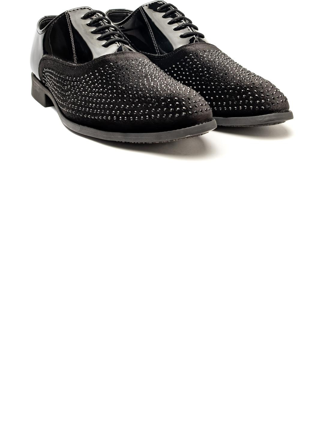 Bold Bunny Men Black Textured Leather Oxfords
