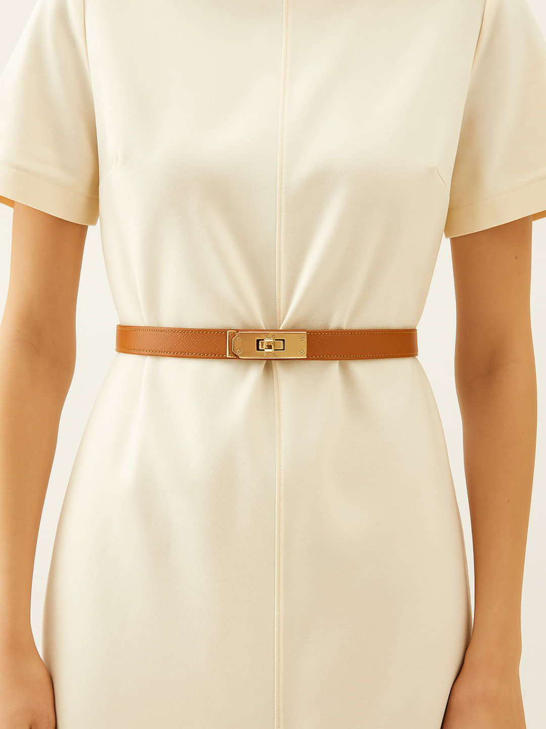 SSN BELTS Women Leather Interlock Slim Belt