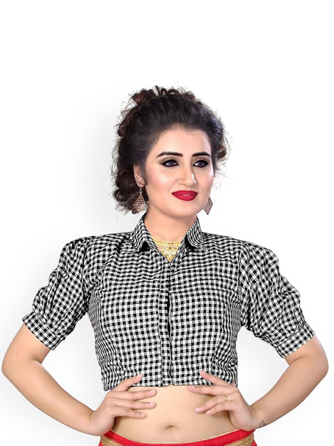 KING SALES Printed Pure Cotton Shirt Collar Readymade SareeBlouse