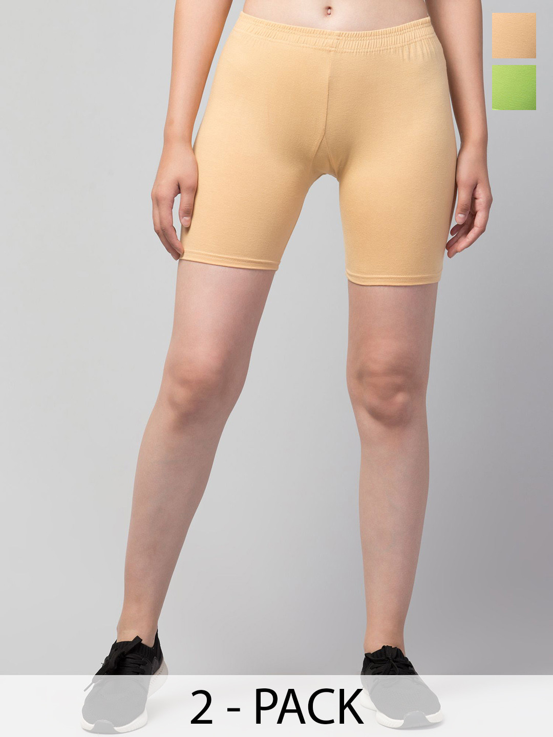 HIRRUX Women Pack of 2 Skinny Fit Low-Rise Running Sports Shorts