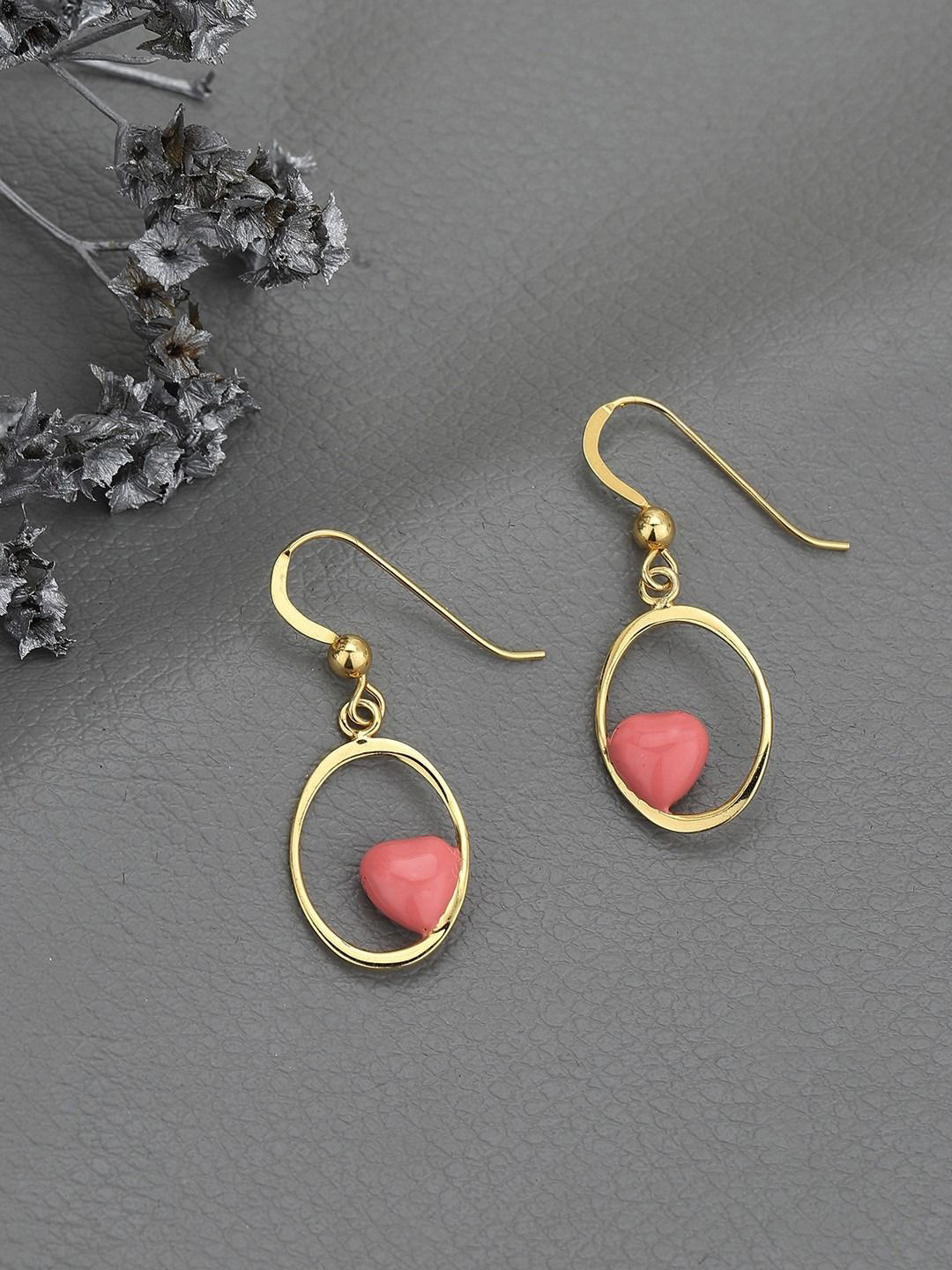 Carlton London 925 Sterling Silver 18kt Gold Plated with Enamel Heart Drop Earring