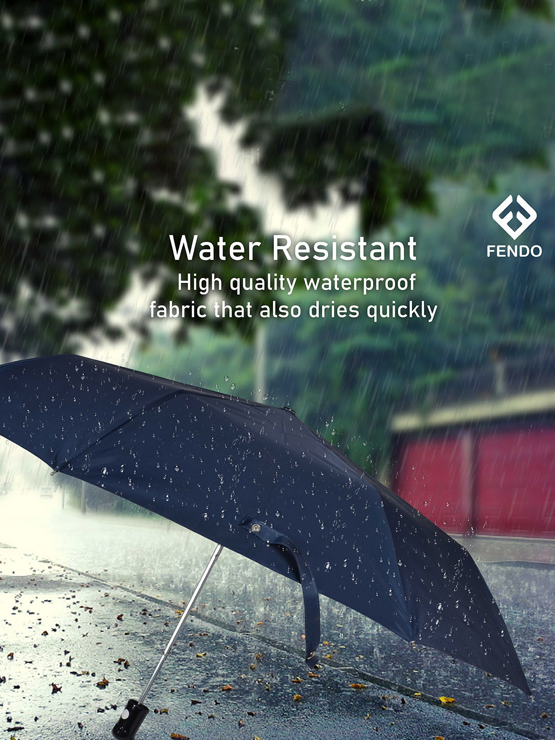 FENDO Tesla Navy Blue Manual 3 Fold Umbrella
