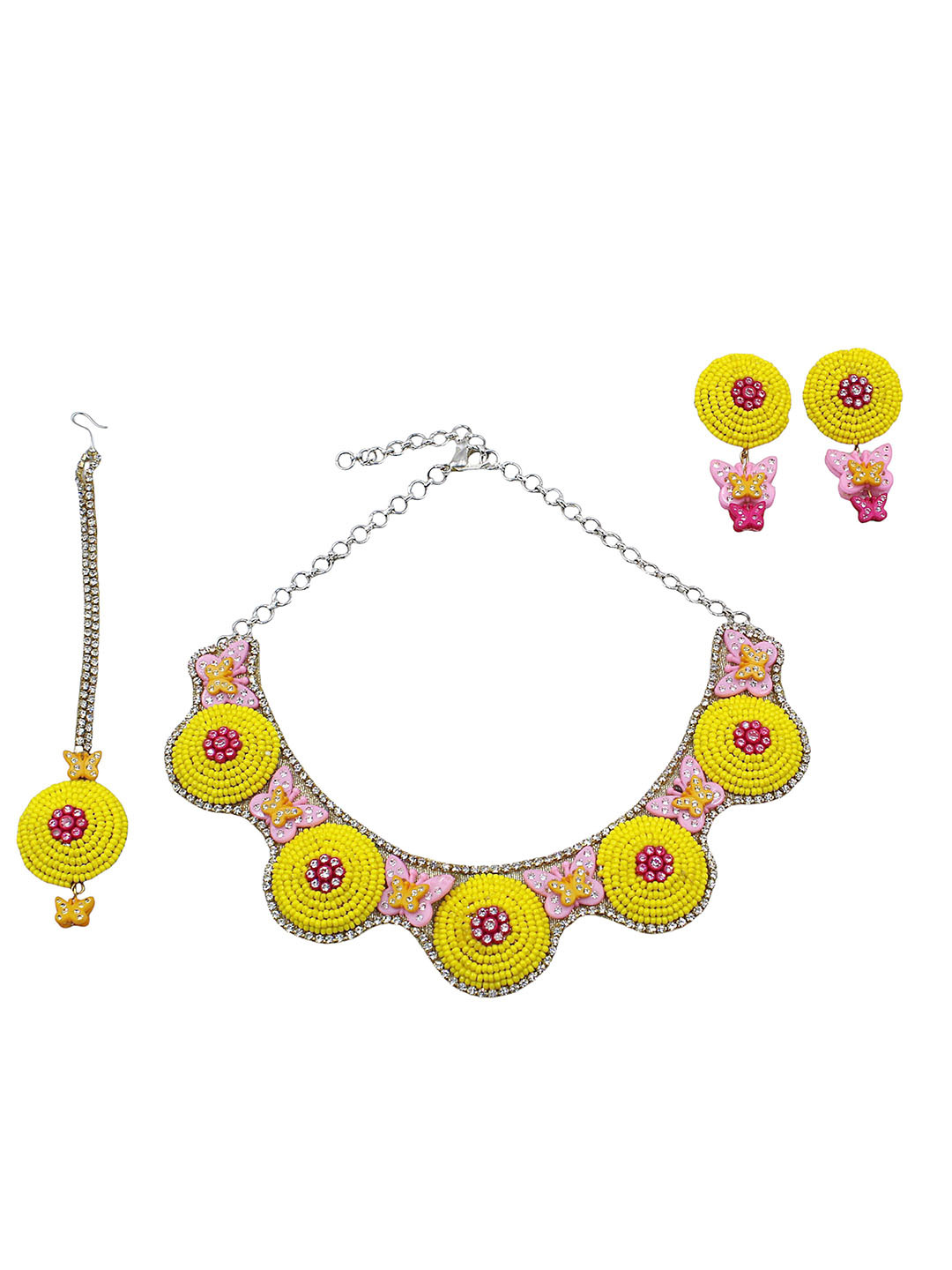 QUVYARTS Stone Studded & Beaded Jewellery Set